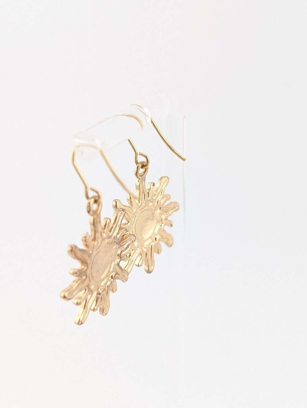 Celestial Sun Earrings - Gold Tone - Vintage Upcycled Jewelry - Picture 5 of 7